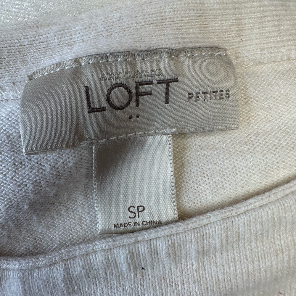 LOFT Women's Ivory Crew Neck Sweater - Picture 2 of 7